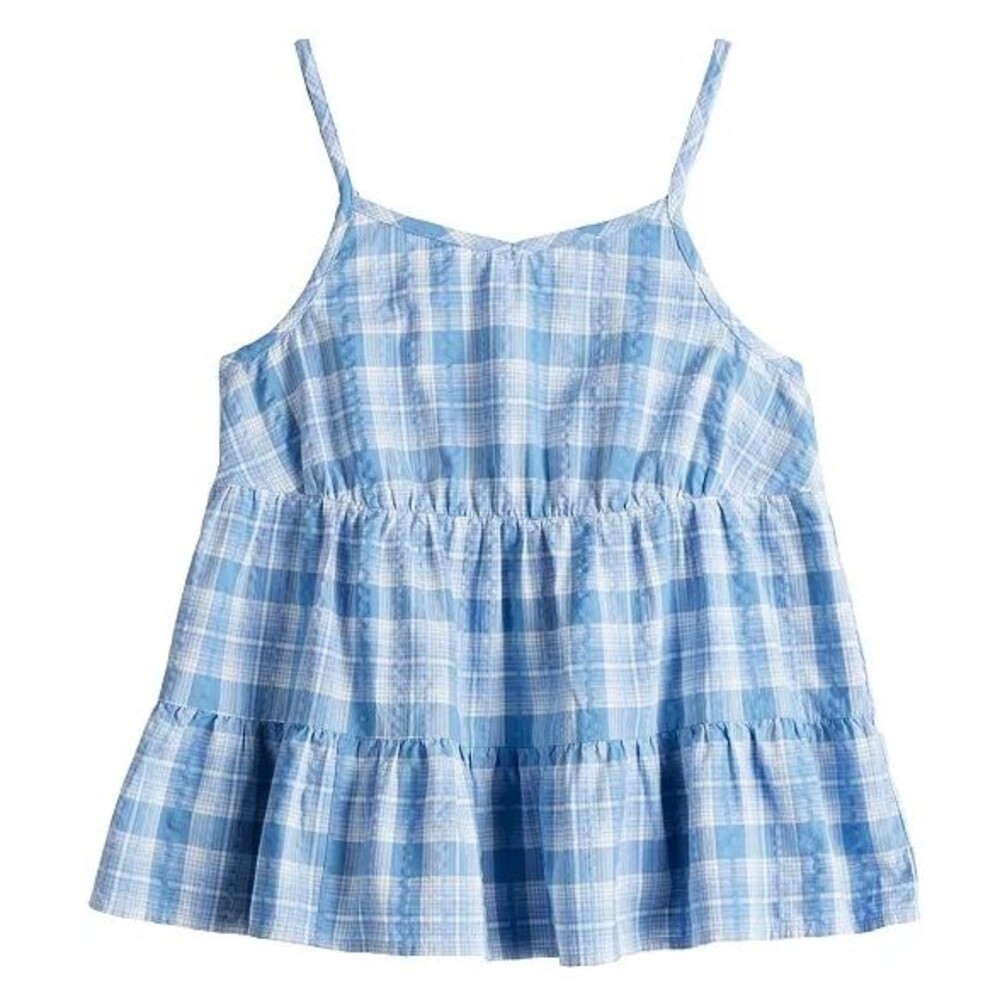 Girl's 14/16 XL Babydoll Cami Tank Top SO Blue NEW v-neck sleeveless ruffled